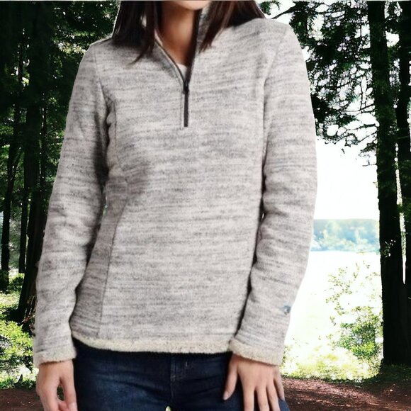 KUHL ( XL ) ALASKA 1/4 ZIP "ASH" Shearling Trim Princess Line Sweater/Shirt - Picture 1 of 7